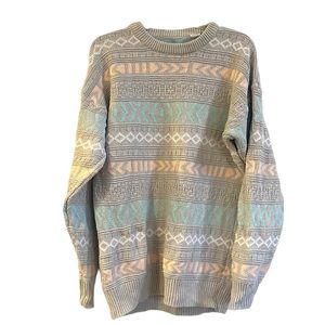 VINTAGE POTOMAC COLLECTION MENS GRANDPACORE KNIT SWEATER GRAY MULTI SIZE MEDIUM